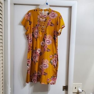 Soft Floral Summer/Spring Dress with Cloth Laced/Zigzag Collar and stretch